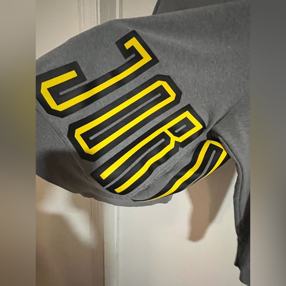 Nike Air Jordan Mens Big & Tall XXL Gray Spellout Long Sleeve Hoodie Sweatshirt - Picture 2 of 7